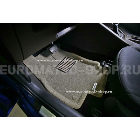 Текстильные 3D коврики Euromat3D Lux в салон для Skoda Octavia A7 (2013-2020) № EM3D-004507T Бежевые