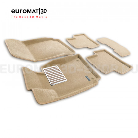 Текстильные 3D коврики Euromat3D Lux в салон для Mercedes C-Class (W204) (2007-2014) № EM3D-003503T Бежевые